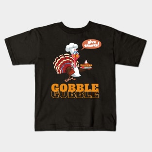 Funny Gobble Thanksgiving retro design Kids T-Shirt